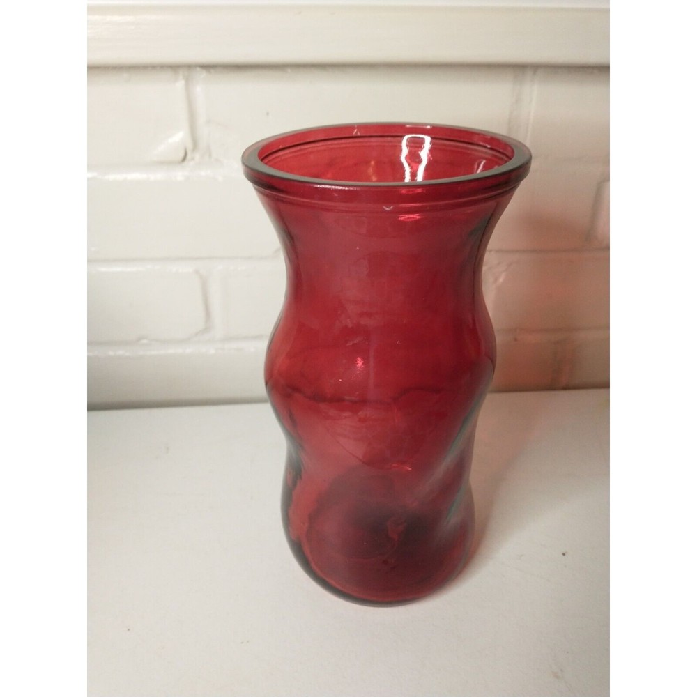 Ruby Red Glass Vase 8.5" Tall